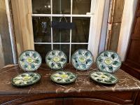 Set/6 French Faience Oyster Plates by 