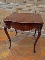 French Louis XV-Style Walnut Drop-Leaf Side Table by 
