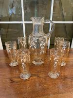 Set of French Crystal Fruit Juice Glasses/Pitcher by 