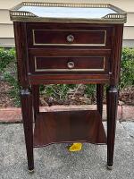 French Mahogany Side Table with Marble Top by 