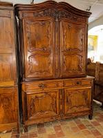 18th C. French Walnut & Oak Buffet a Deux Corps by 