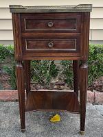 French Mahogany Side Table with Marble Top by 