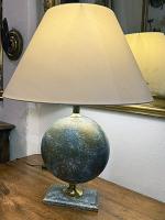 French Glass Lamp on Marble Base by 