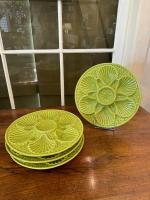 Set/4 Yellow-Green Oyster Plates by 