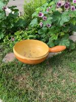 1920's French Orange/Yellow Glazed Terra Cotta Cooking Pot by 