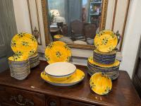 50-Piece Set of French Faience Dinnerware for 12 by 