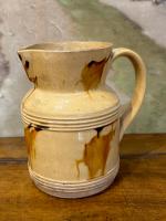 French Yellow Glazed Jaspe Pitcher by 