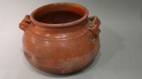 French Round Glazed Pottery Pot by 