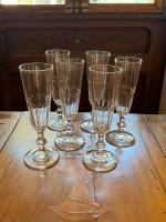 Set of 6 French Crystal Champagne Flutes by 