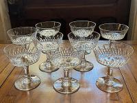 Set/9 French Baccarat Style  Crystal Champagne Coupes by 