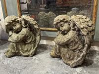 Pair of French Cement Angels by 