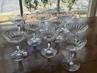 Set/9 French Glass Champagne Coupes by 