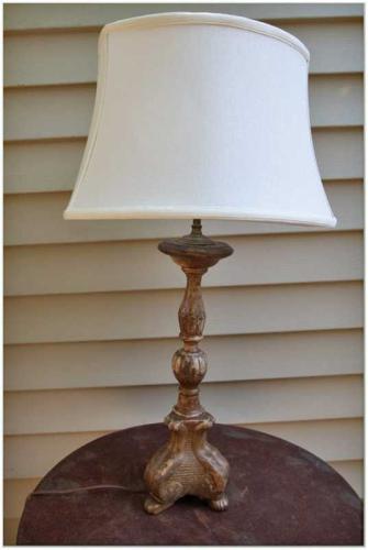 18th C. Italian Candlestick Converted into Lamp by None None
