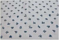 French Fabric with White Background/Blue Flowers by None None