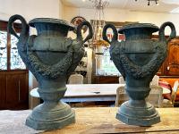 Pair of 1920's French Metal Urns by 