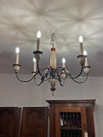 Six Arm Painted Chandelier by 