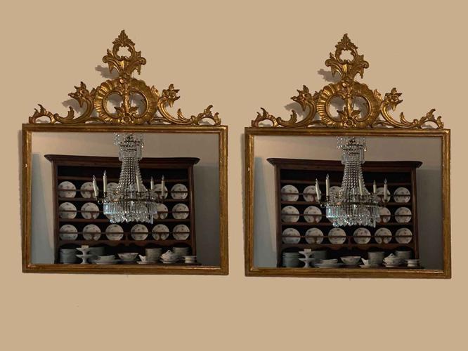 Pair 18th C. Italian Gilded Mirrors by 