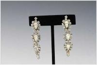 Pair of Vintage Clip Rhinestone Earrings, by None None
