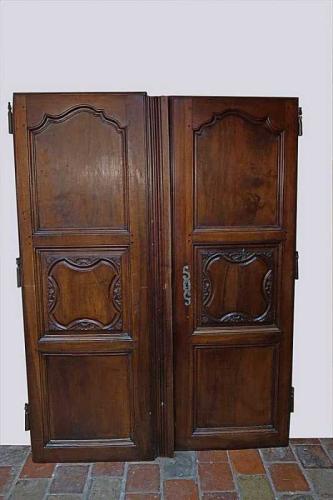 Pair of 18th C. French Walnut Doors by None None