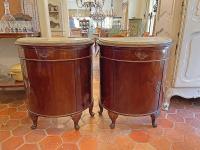 Pair of French Demi-lune Mahogany Cabinets by 