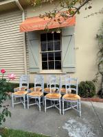 Set/8 French LXVI Painted Dining Chairs by 