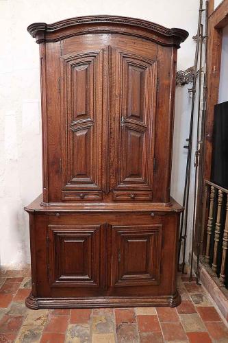 18th C. French Walnut Buffet A Deux Corps by 