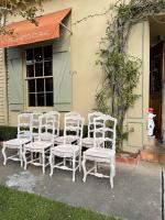 Set/8 French Painted Dining Chairs by 