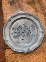 French Scalloped Plate with Boys by 