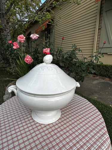 19th C. French White Porcelain Covered Tureen by 