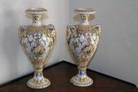 Pair of 18th Century Faience Moustier Urns by None None