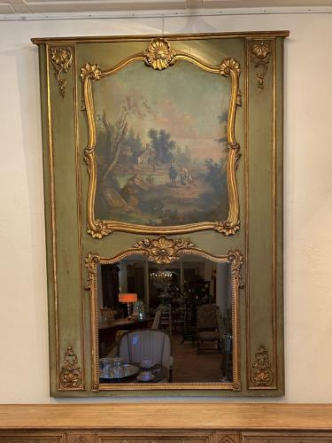 19th C. French LXV-LXVI Style Painted/Gilded Trumeau by 