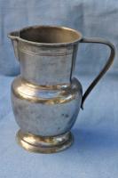 19th C. French Pewter Pitcher with Lines by 