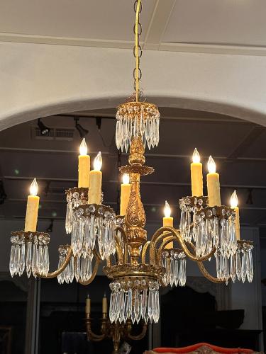 1950"s French Bronze 9-Arm Chandelier by 