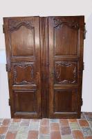 Pair of 18th C. Carved French Walnut Doors by None None