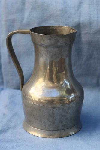19th C. French Pewter Pitcher. by 