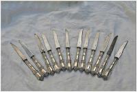Set of 12 19th C. French Sterling Silver Knives by None None