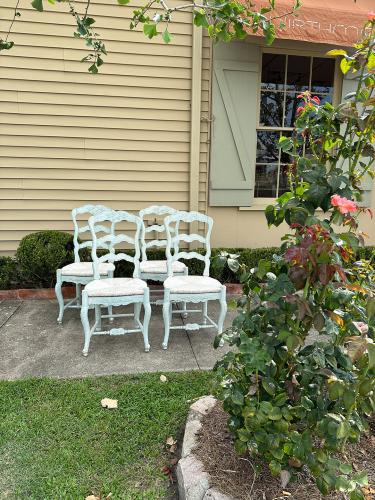 Set/4 French Painted Provencale Rush-Seat Chairs by 