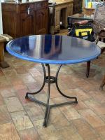 French Round Table with Blue Top by 