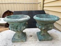 Pair of French Painted Cement Jardinieres by 