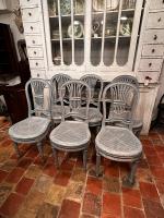 Set/6 French Painted Louis XVI-Style Caned Dining Chairs by 