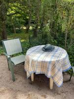 French Blue & Yellow Linen Tablecloth by 