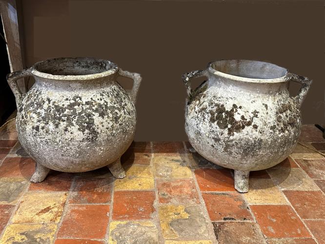 Pair of Early 20th C. Willy Guhl Cement Jardinieres by 