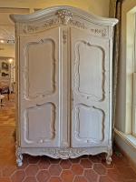 19th C. French White-Washed Armoire by 