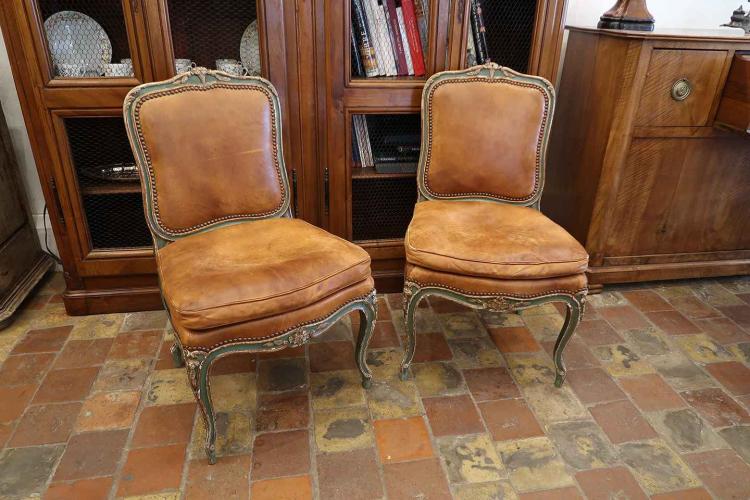 Pair 18th C. Italian Regency Chairs by 