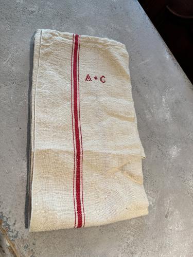 French Linen Torchon with "AC" by 