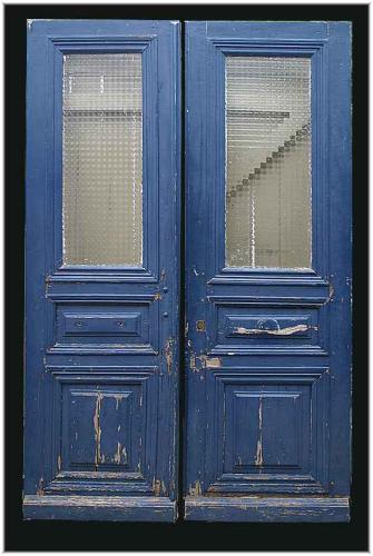Pair of French Wood & Glass Doors . by None None