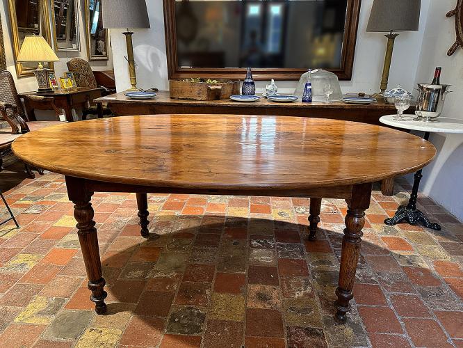 19th C. French Oval Walnut Dining Table by 