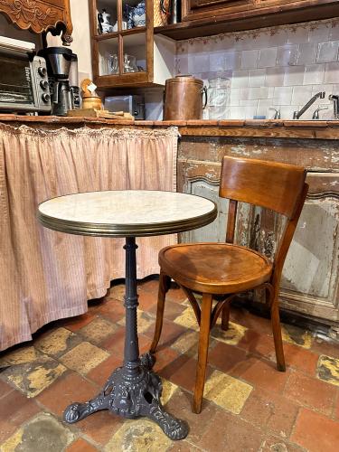 1920's French Marble Top Bistro Table by 