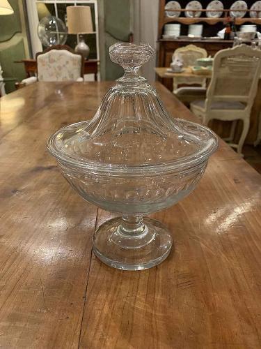 Mid 19th C.  French Covered Crystal Serving Dish by 