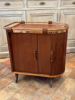 Vintage French Mahogany Bar with Wheels by 